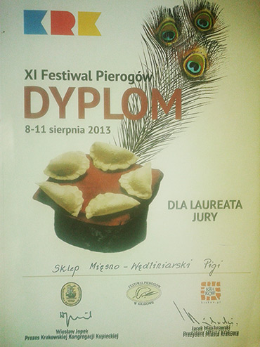 Dyplom XI Festiwal Pierogów